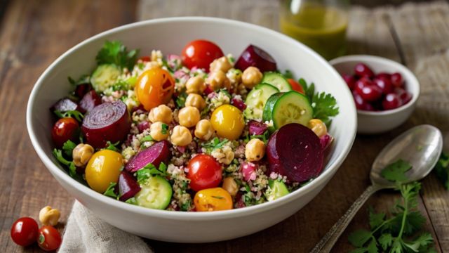 No-Cook Chickpea, Beet & Quinoa Salad