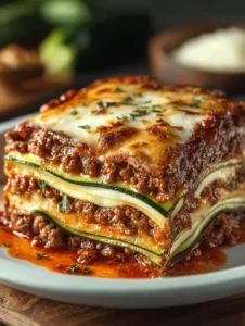 Beef and Zucchini Noodle Lasagna