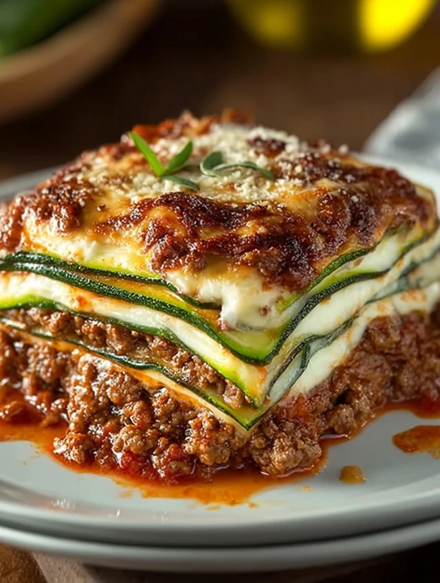 Beef and Zucchini Noodle Lasagna ingredients