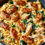 Creamy Chicken Sausage Orzo Skillet tast