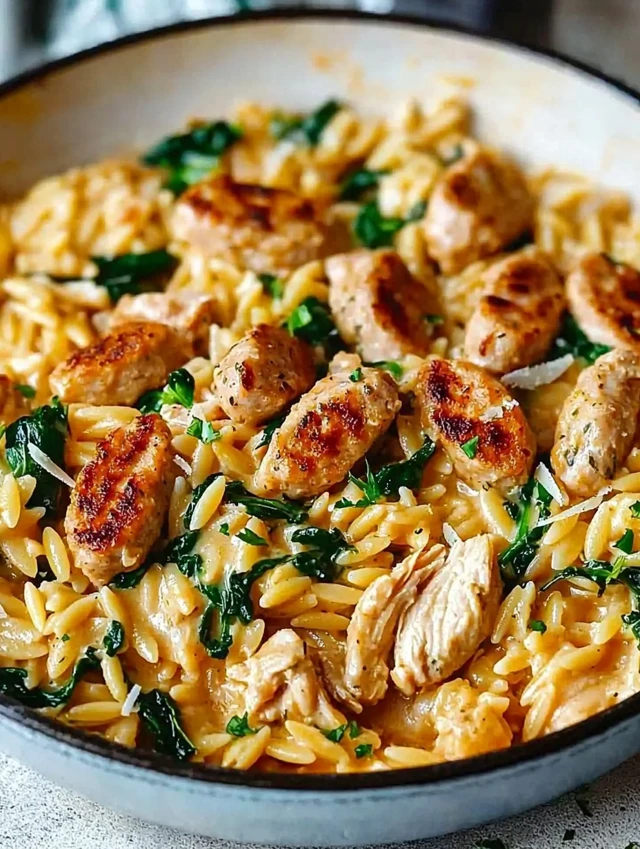 Creamy Chicken Sausage Orzo Skillet ingred