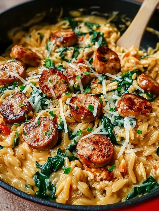 Creamy Chicken Sausage Orzo ingredients
