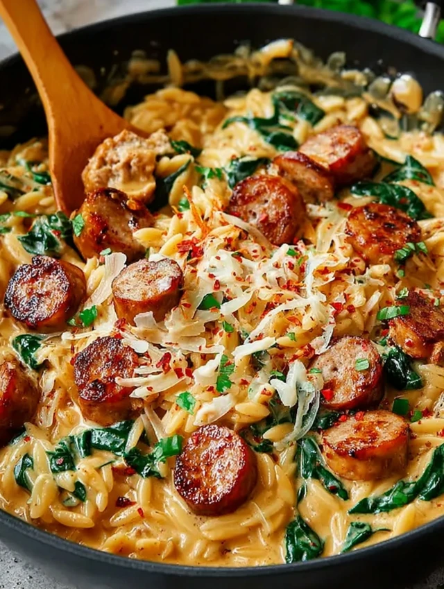 Creamy Chicken Sausage Orzo