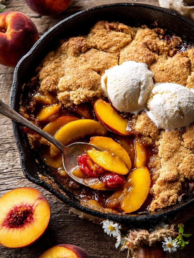Skillet Brown Sugar Peach Cobbler how to make