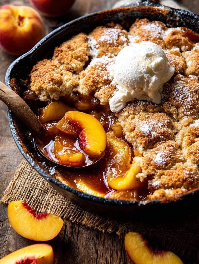 Skillet Brown Sugar Peach Cobbler ingredients