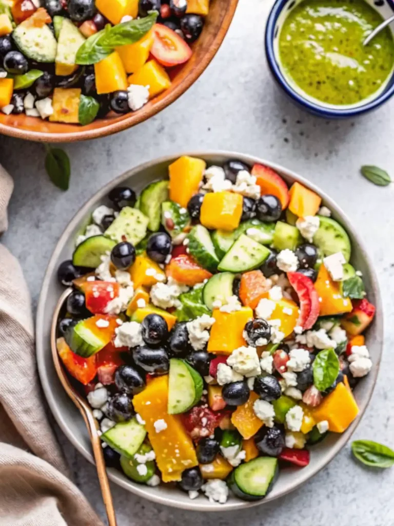 Blueberry Peach Feta Salad-ingredient