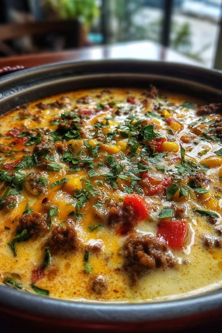 Creamy Cheesy Ground Beef Taco Soup