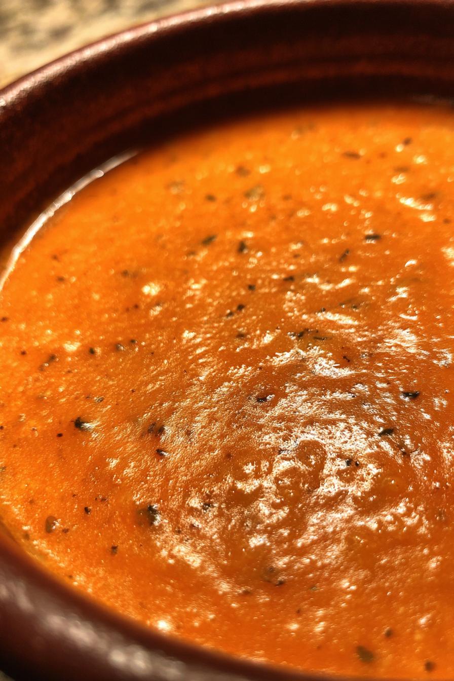 Creamy roasted red pepper soup
