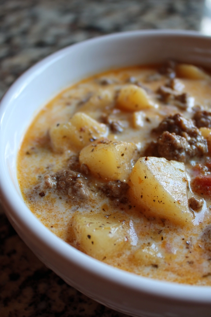 Crockpot Creamy Potato & Hamburger Soup