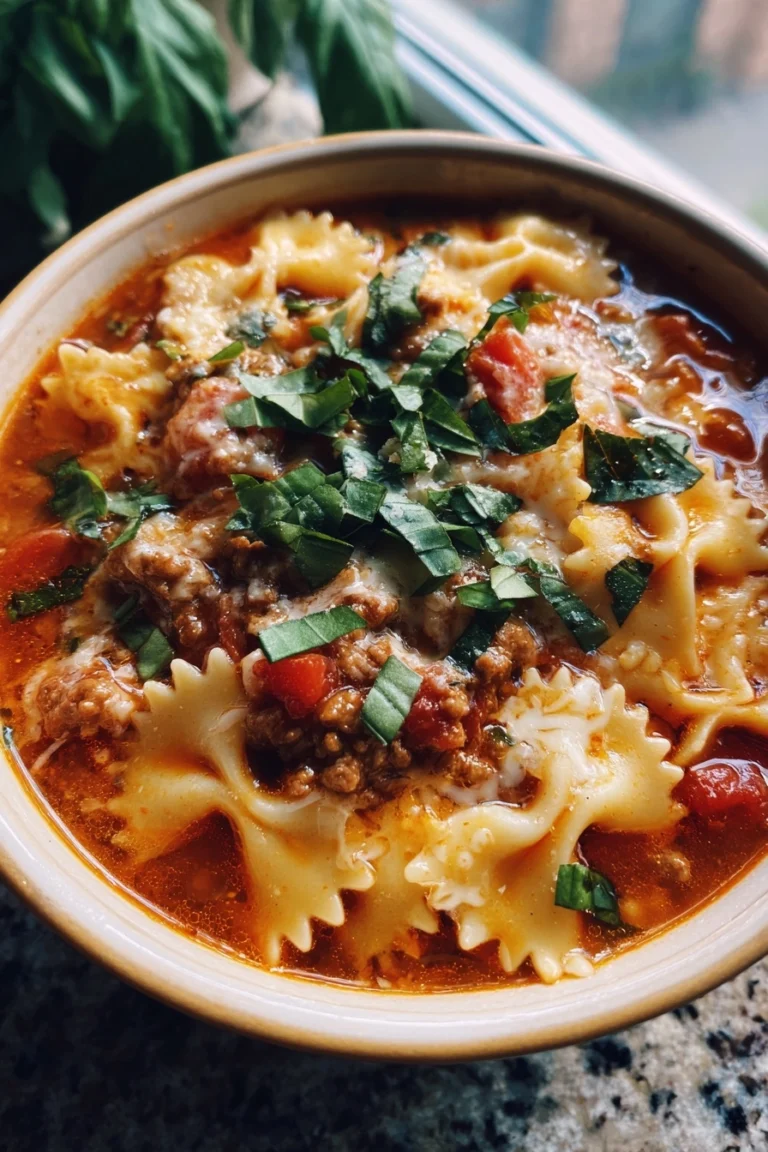 Hearty Lasagna Soup with Bow Tie Pasta