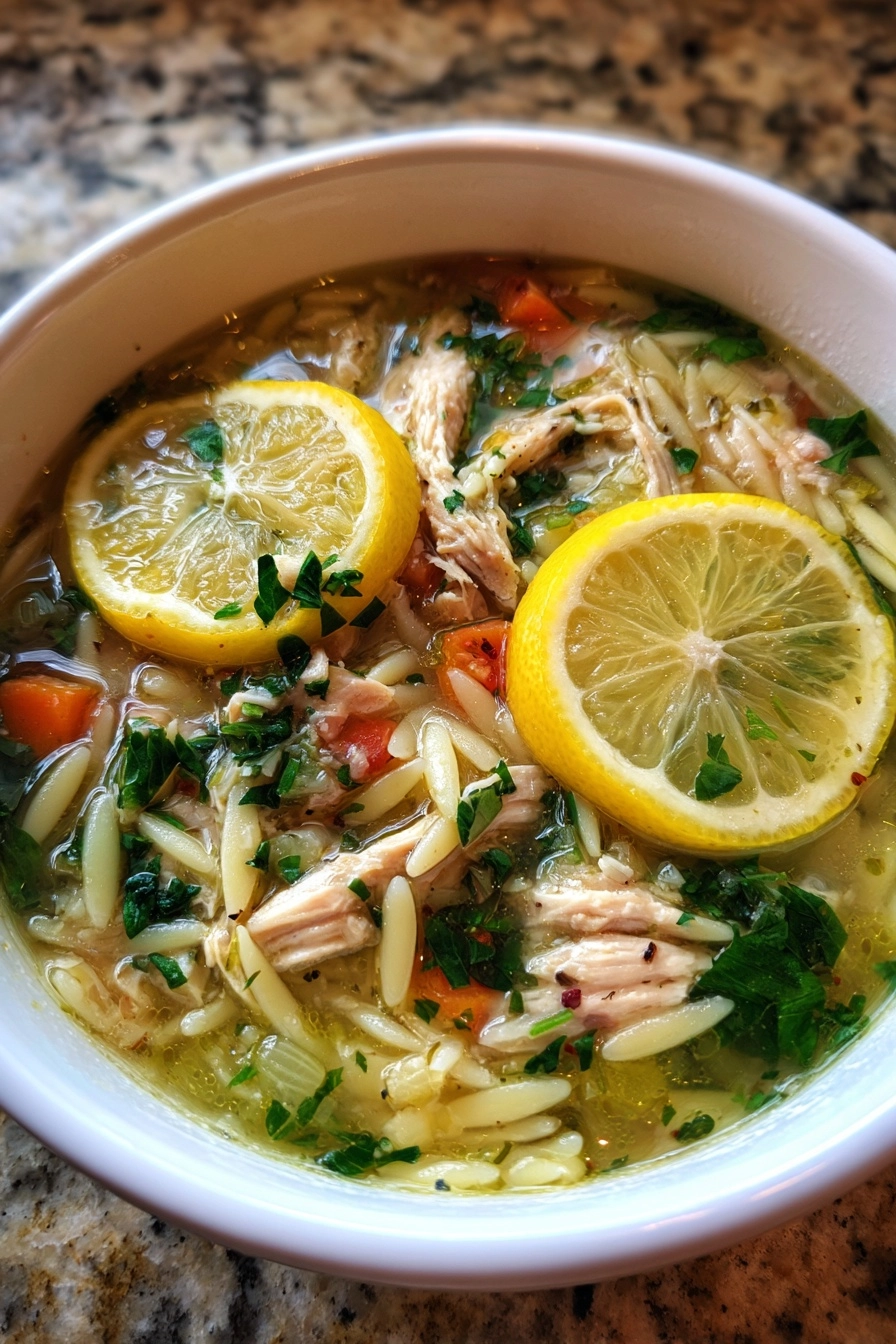 Lemon Chicken Orzo Soup