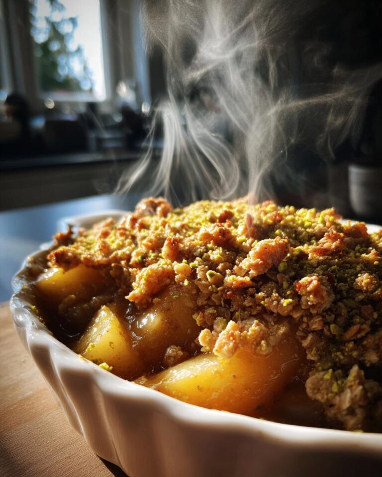 Maple-Pistachio Oatmeal Crisp with Warm Apple & Pear Filling