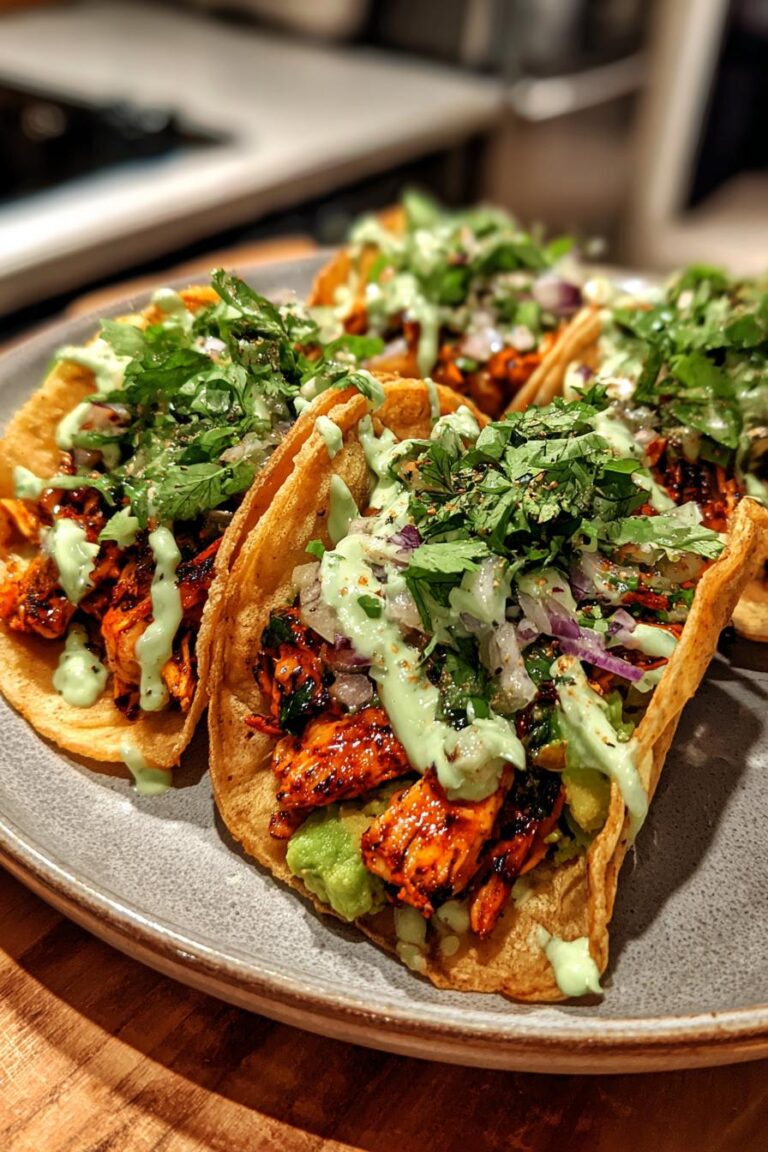 Spicy Chipotle Chicken Tacos with Avocado Crema