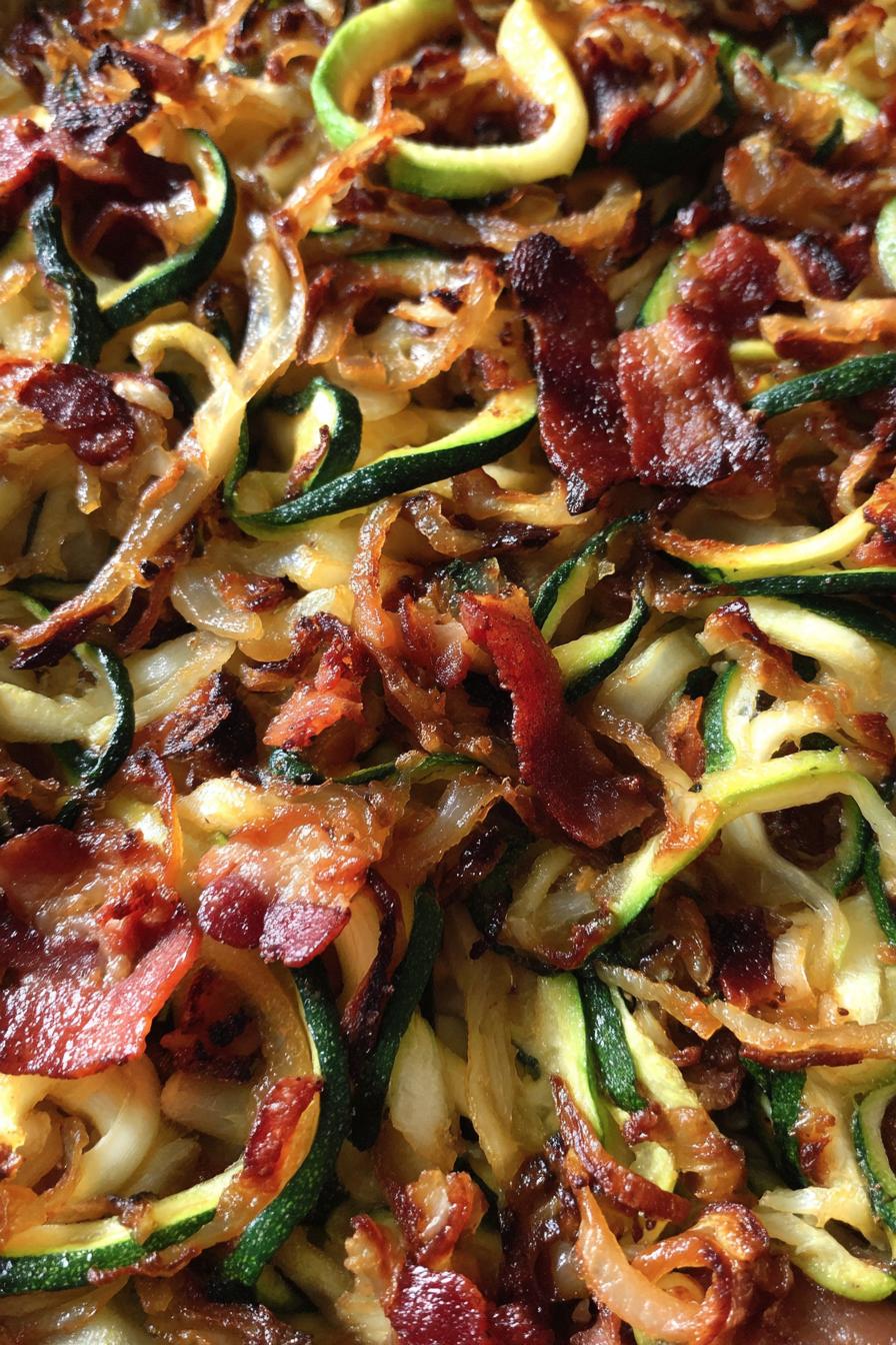 Caramelized Onion & Bacon Zoodle Bake