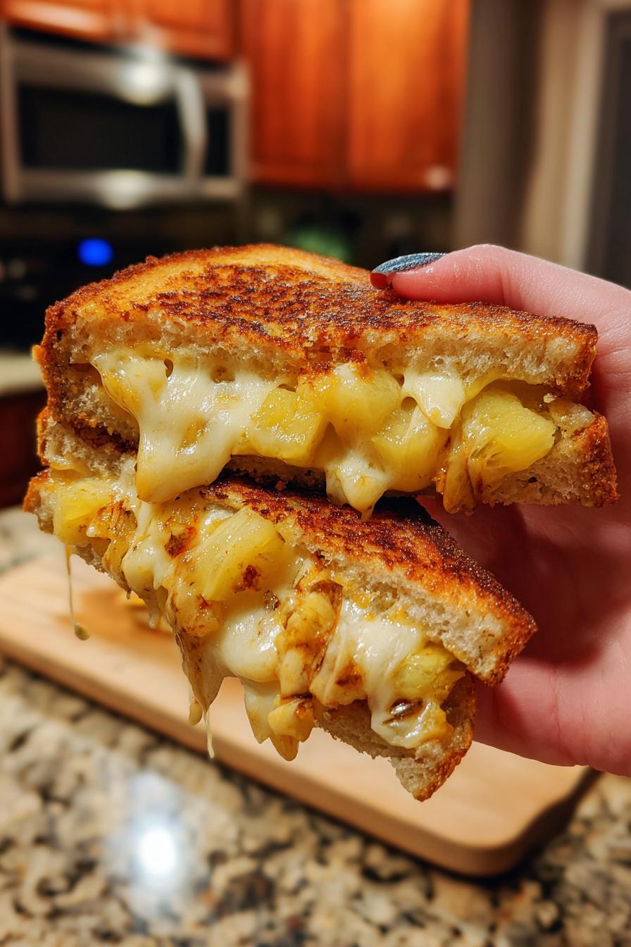Cheese Crusted Hawaiian Grilled Cheese