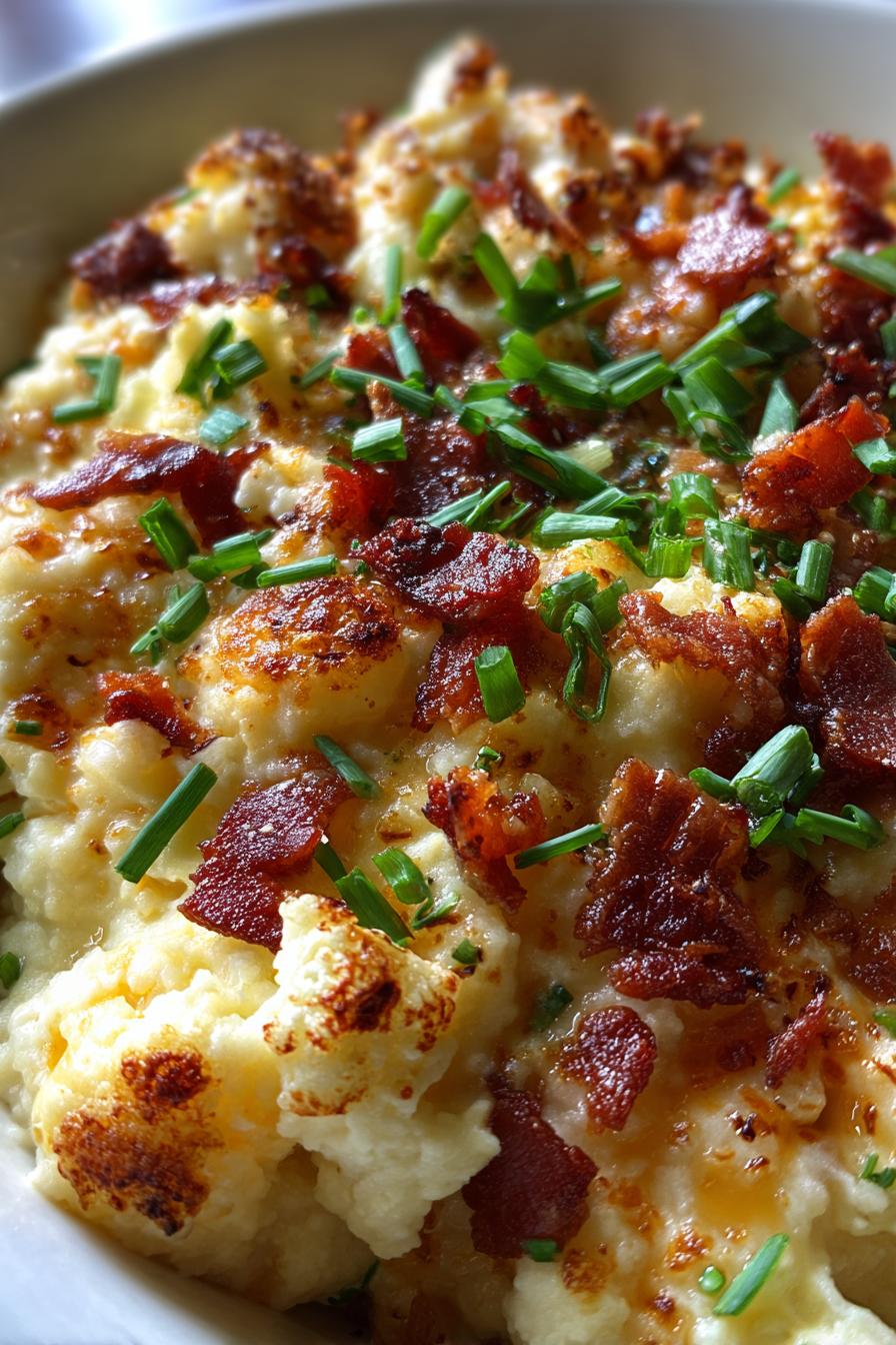Cheesy Bacon Cauliflower Mash