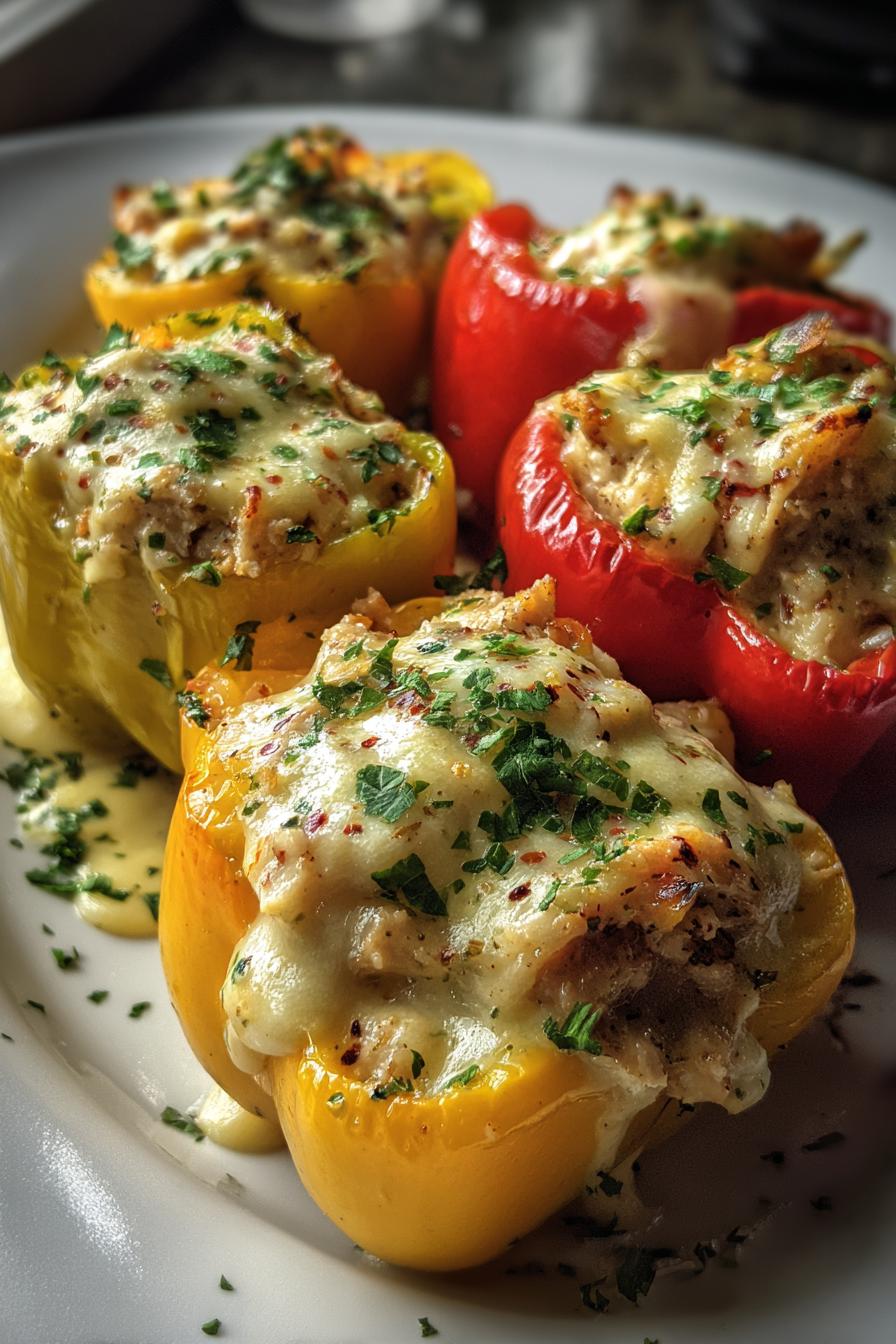 Chicken Alfredo Stuffed Peppers