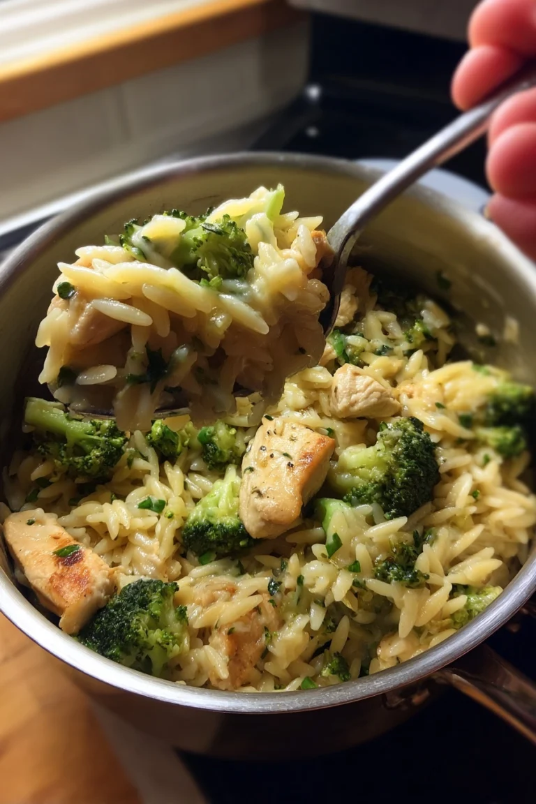 Chicken Broccoli Orzo – One Pot