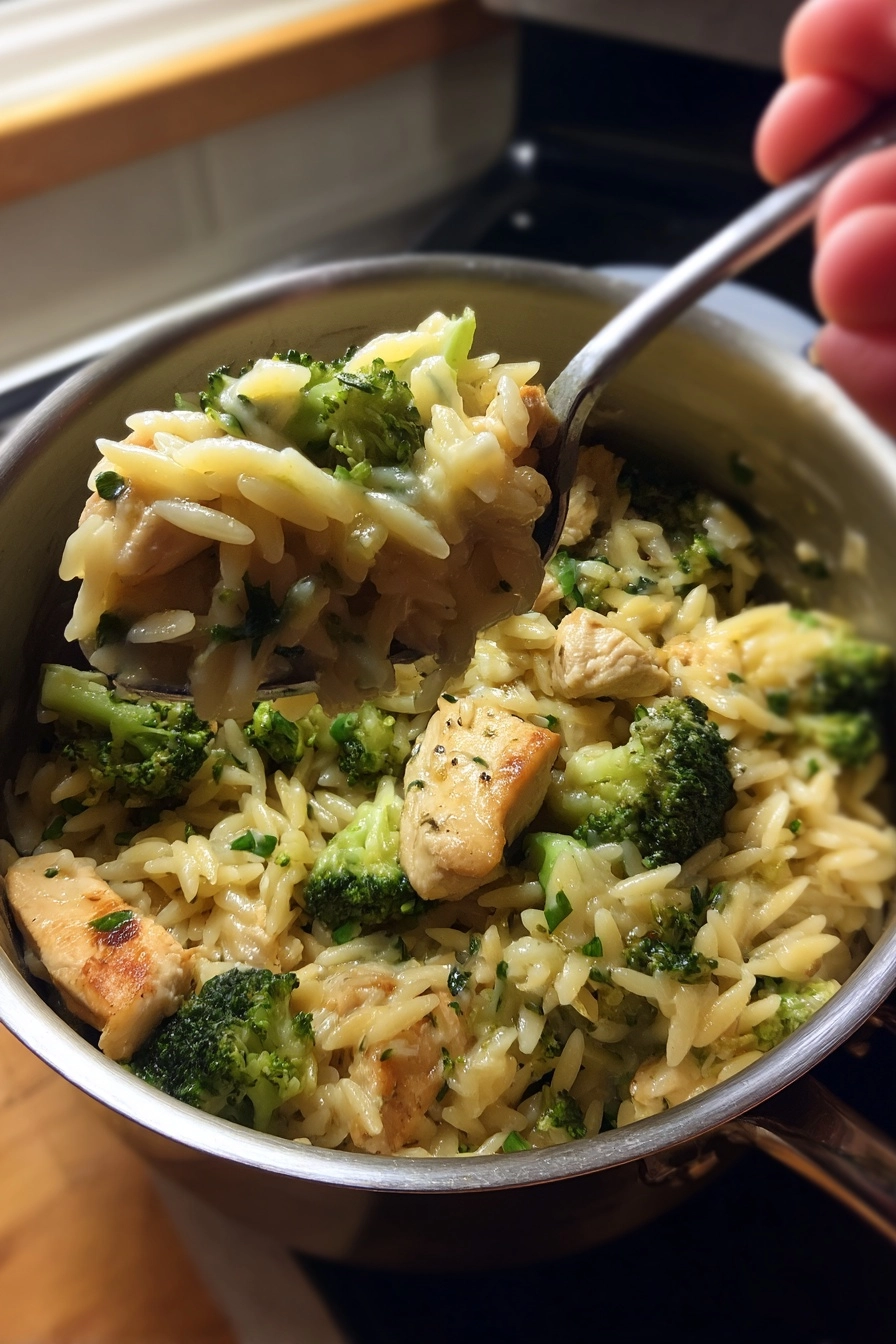 Chicken Broccoli Orzo – One Pot