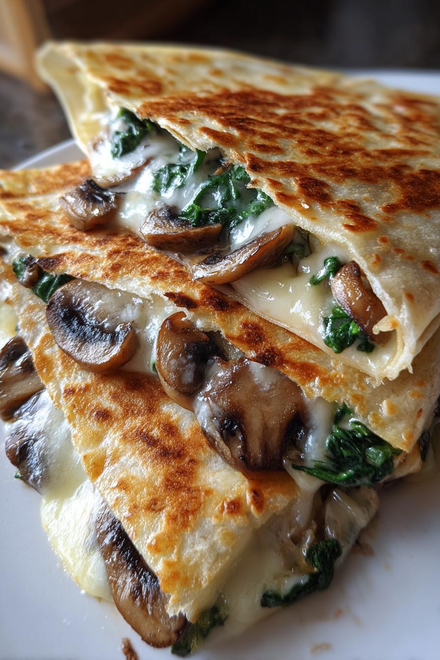 Creamy Mushroom & Spinach Tortilla Melt