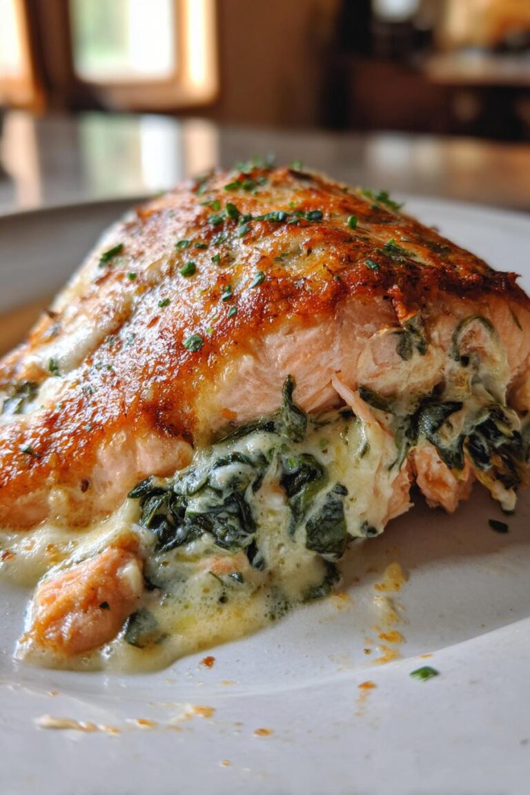 Creamy Spinach Stuffed Salmon