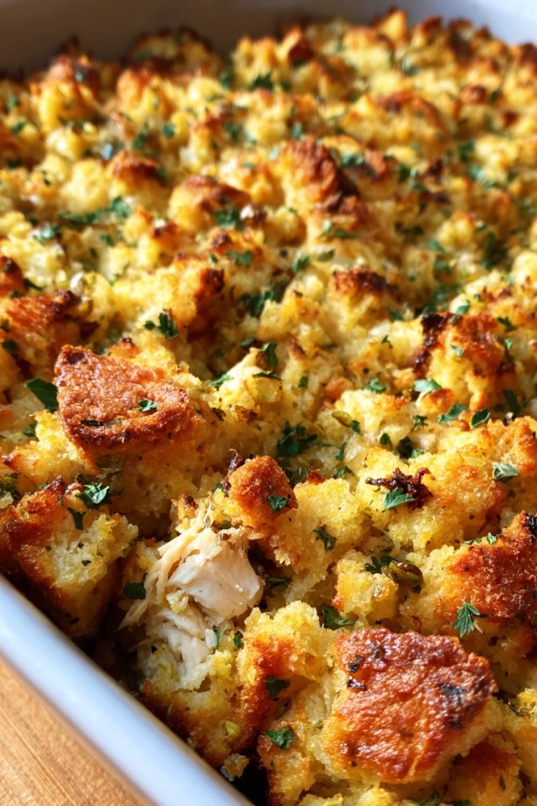 Easy Rotisserie Chicken Stuffing Casserole