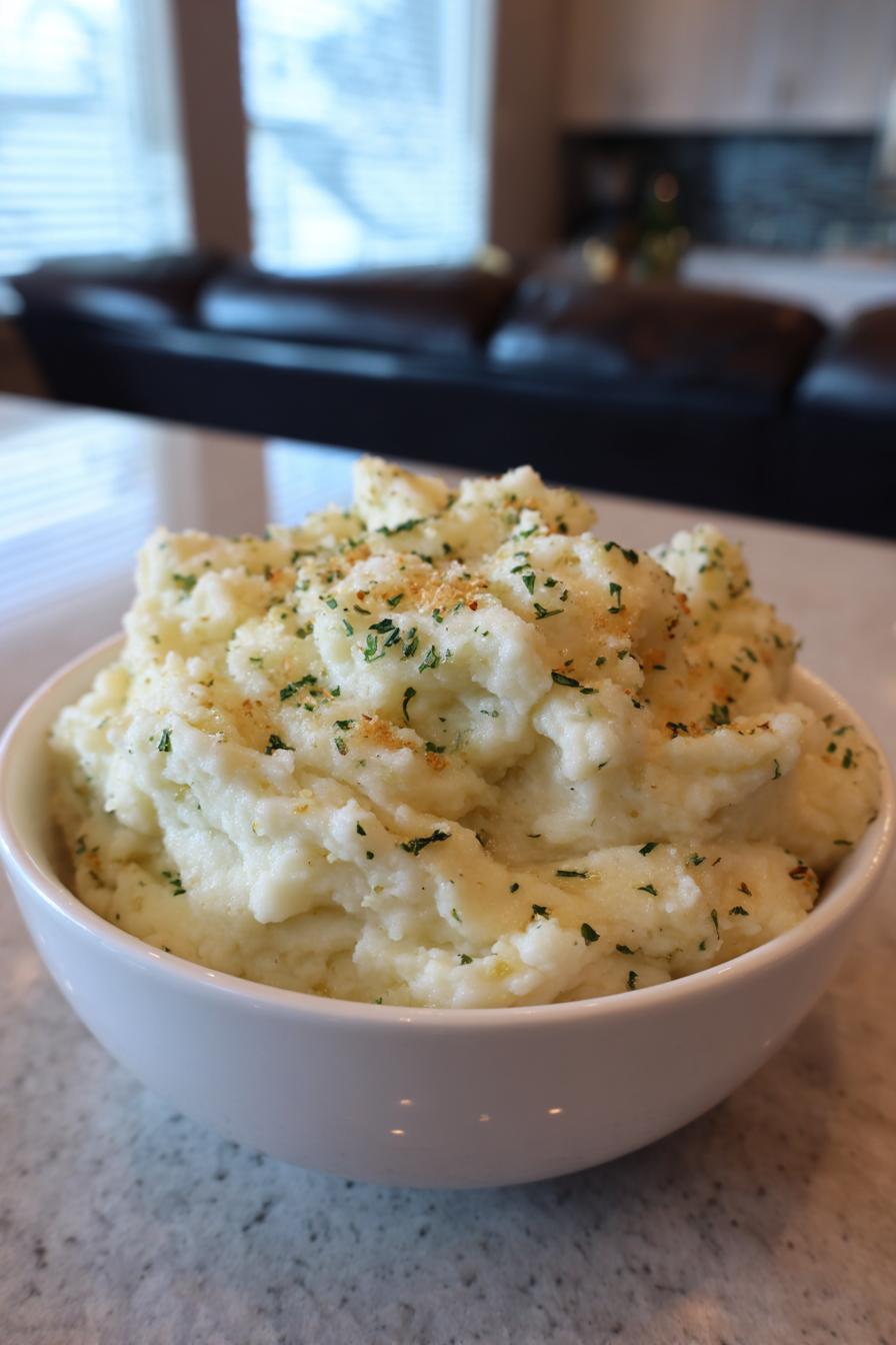 Garlic Parmesan Mashed Cauliflower