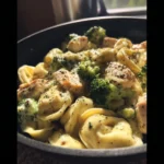Garlic Parmesan Tortellini with Chicken Broccoli