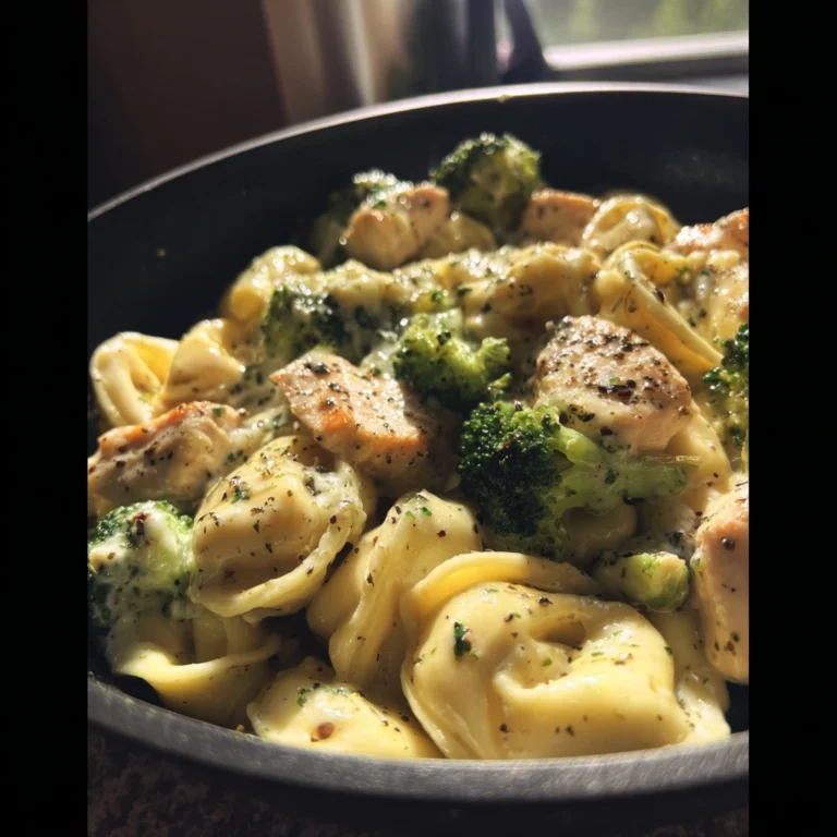 Garlic Parmesan Tortellini with Chicken Broccoli