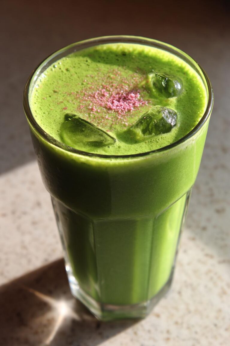 Green Smoothie with Pink Salt, Spinach, and Ginger