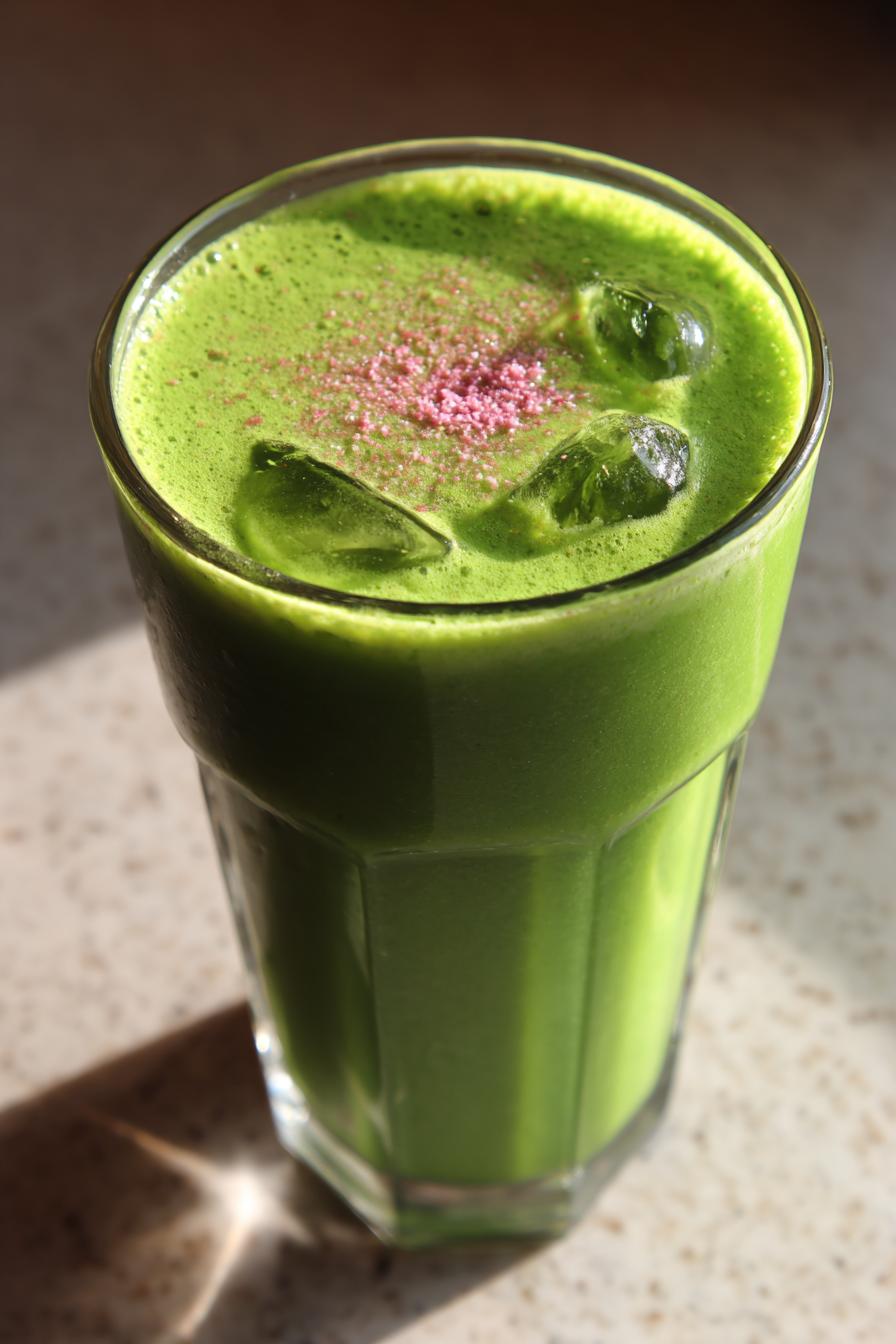 Green Smoothie with Pink Salt, Spinach, and Ginger