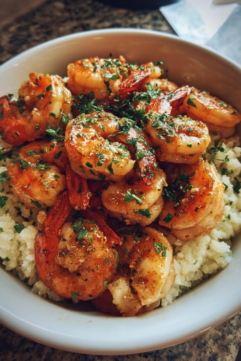 Keto Lemon Garlic Shrimp Bowl