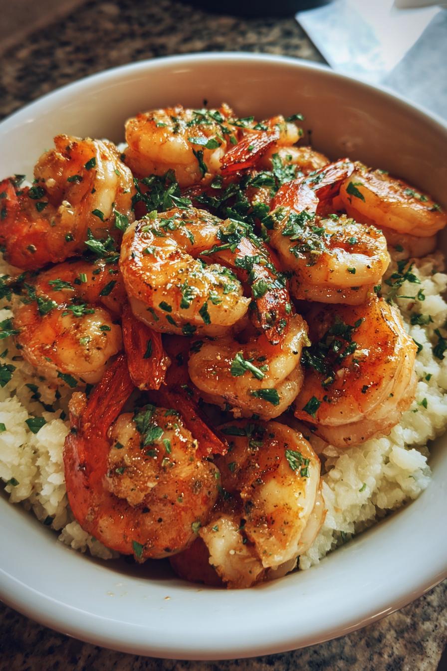 Keto Lemon Garlic Shrimp Bowl