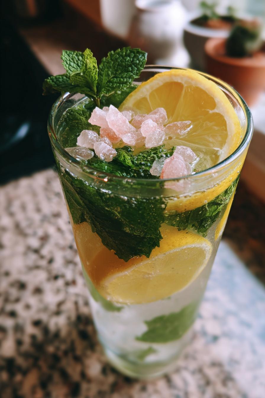 Lemon Detox Water with Pink Salt and Mint