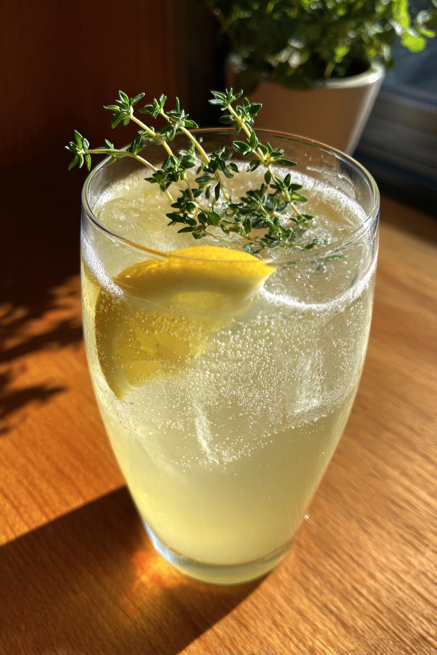 Lemon Thyme Gin Fizz cocktail