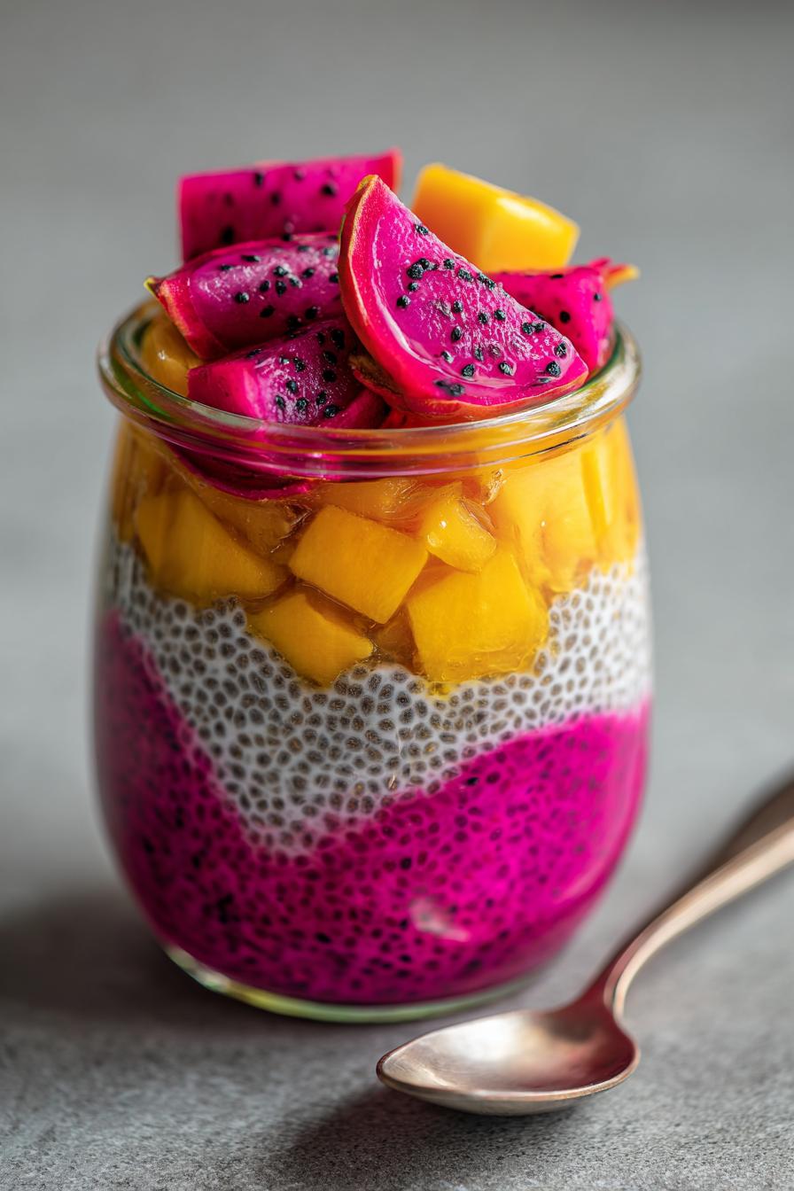 Mango and Dragon Fruit Chia Pudding