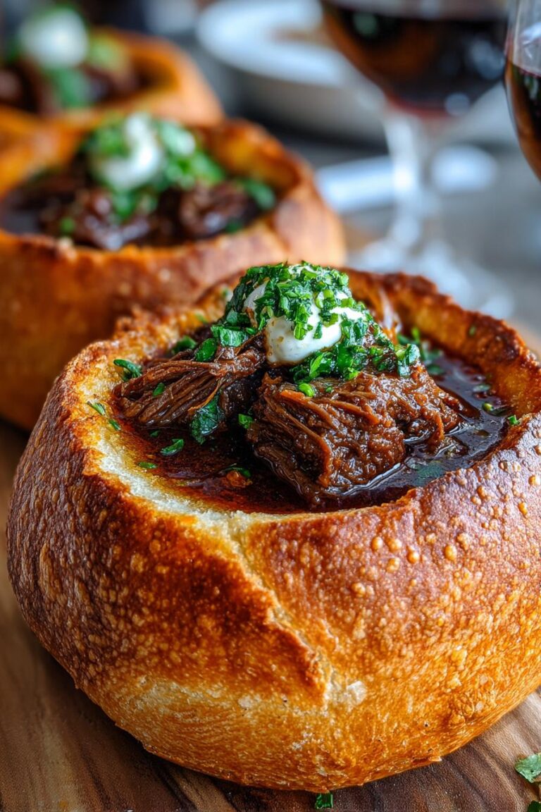 Red Wine Braised Beef Bread Bowls