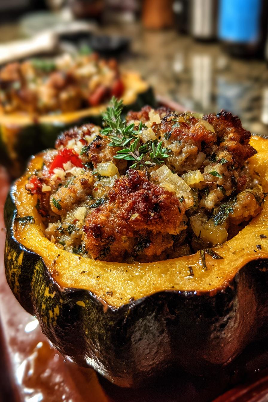Sage & Sausage Stuffed Acorn Squash