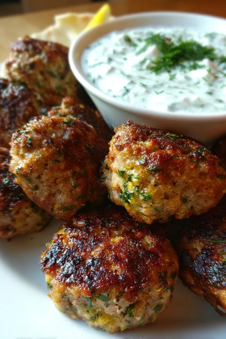 Savory Greek Turkey Meatballs with Tzatziki Sauce