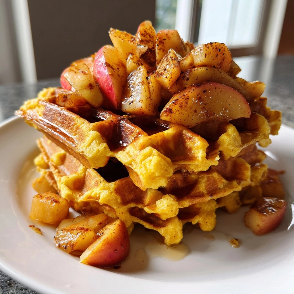 Sweet Potato Waffles With Apples and Cinnamon