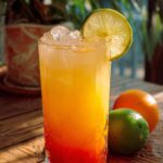 Tropical Tequila Sunrise cocktail