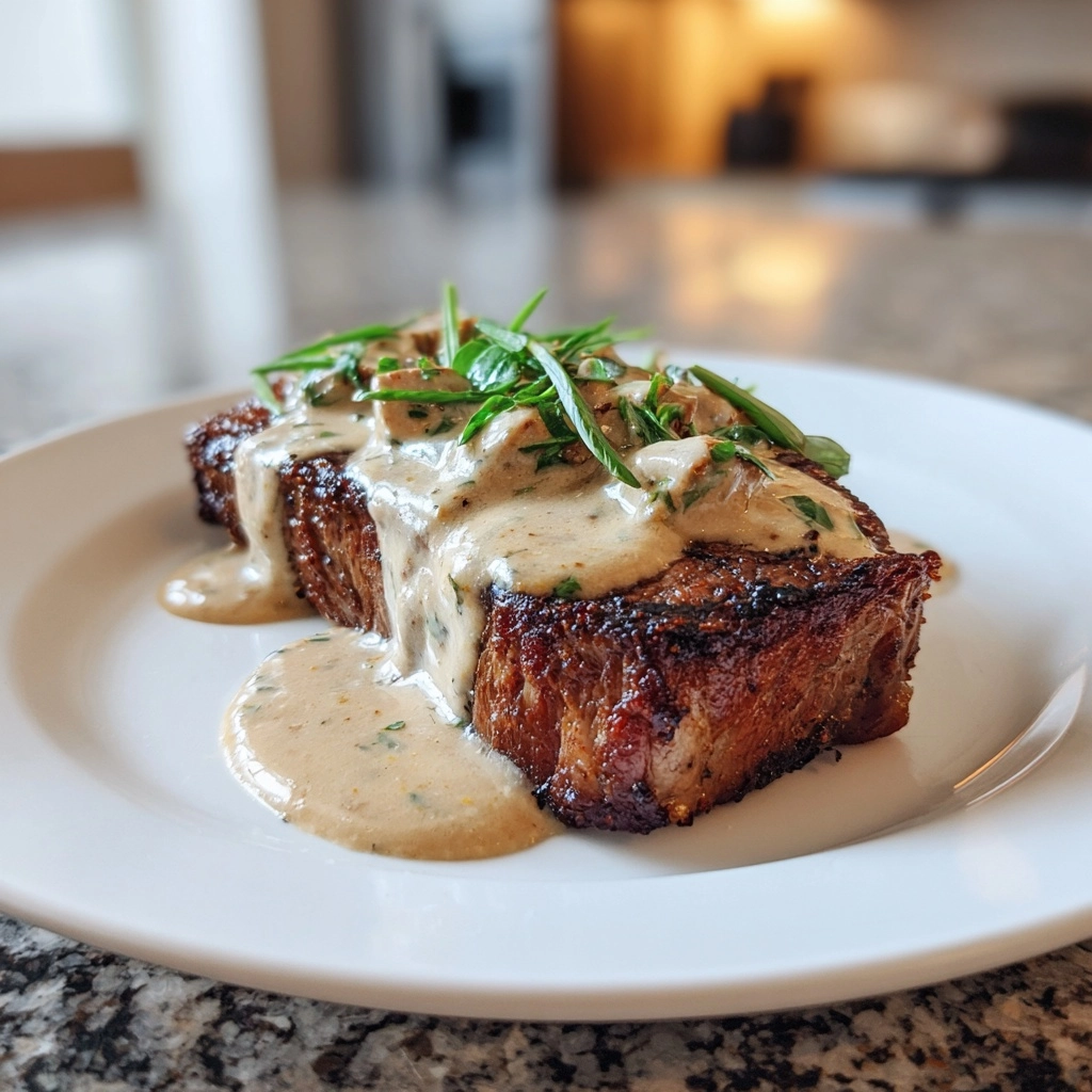 cast iron steak with whiskey cream sauce