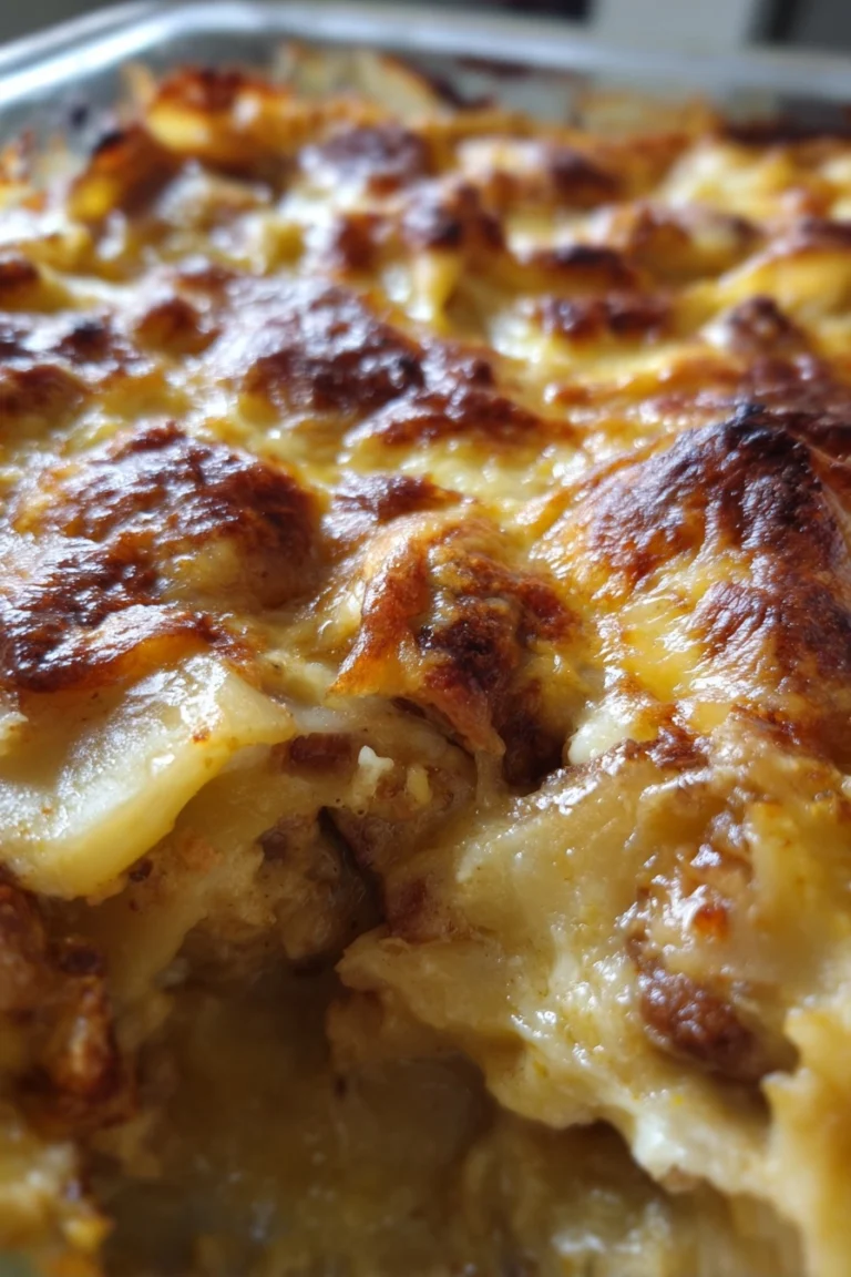 crockpot pierogi casserole with kielbasa