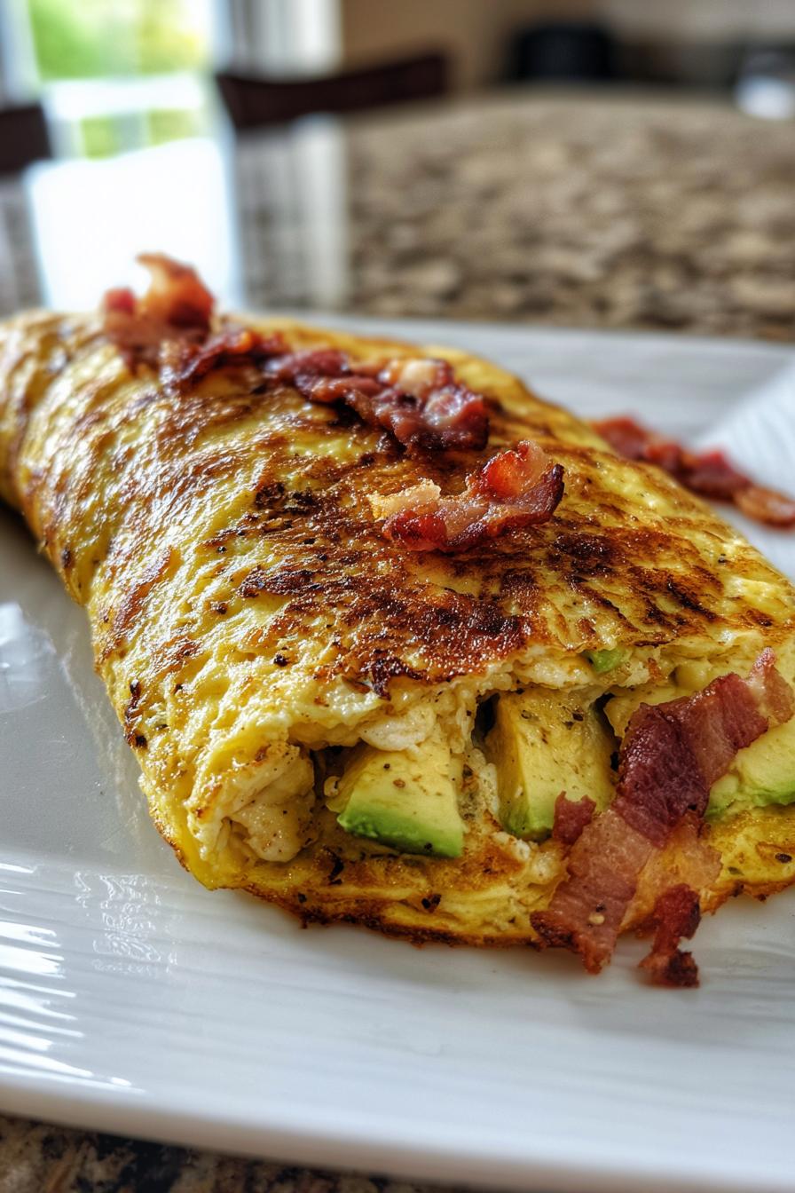 keto avocado bacon omelet