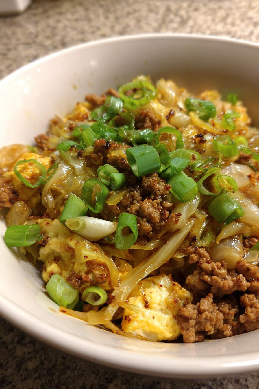 keto egg roll in a bowl