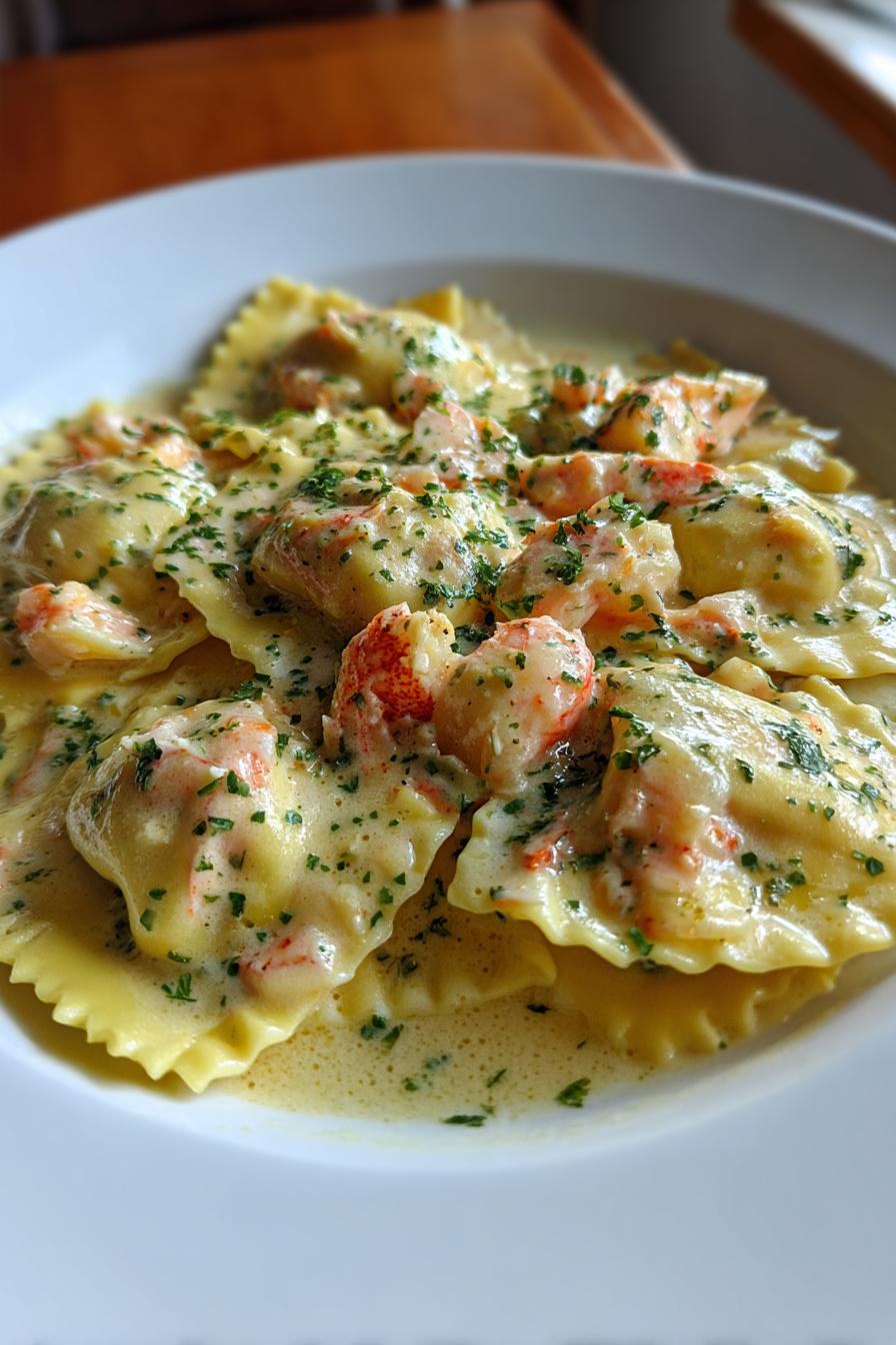 Creamy Lobster Ravioli with White Wine Sauce