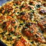 Creamy pesto salmon skillet