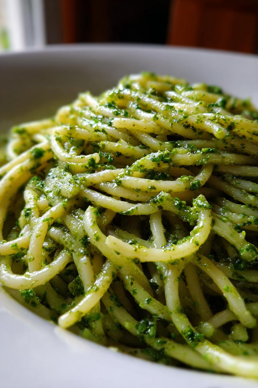 Dairy free creamy basil pasta