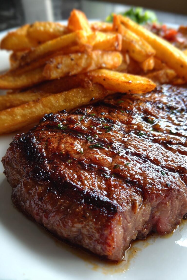 Garlic Butter Ribeye with Parmesan Fries