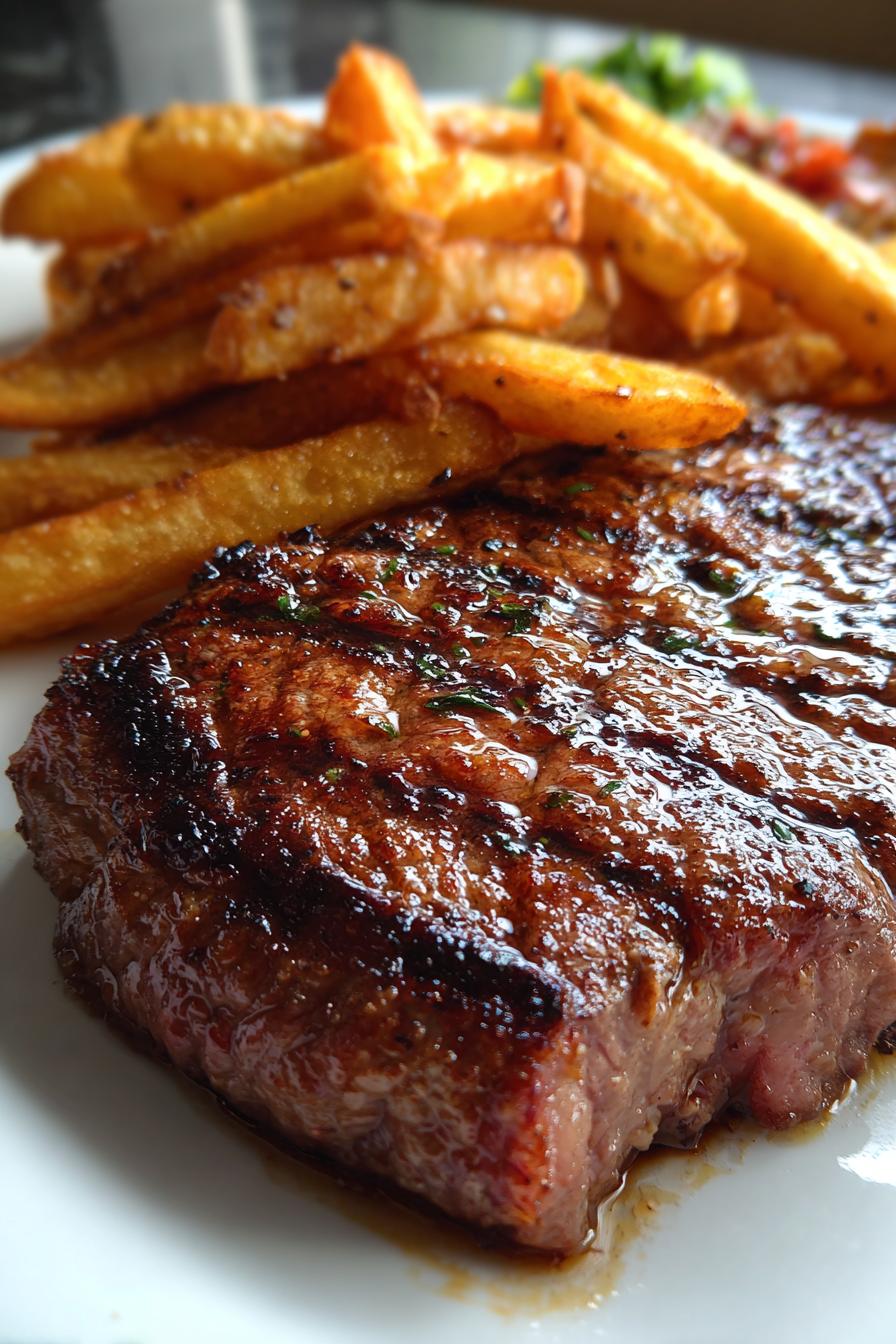 Garlic Butter Ribeye with Parmesan Fries
